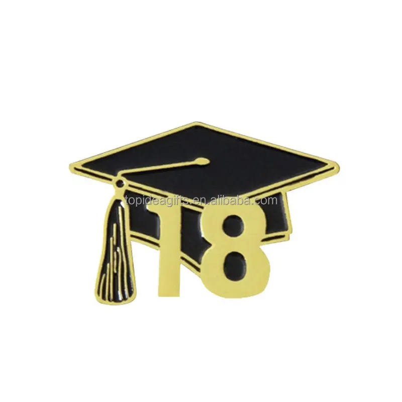 18 years old Student School Graduation Gold Lapel Pin  Graduation Metal Soft Enamel Brooch Pins
