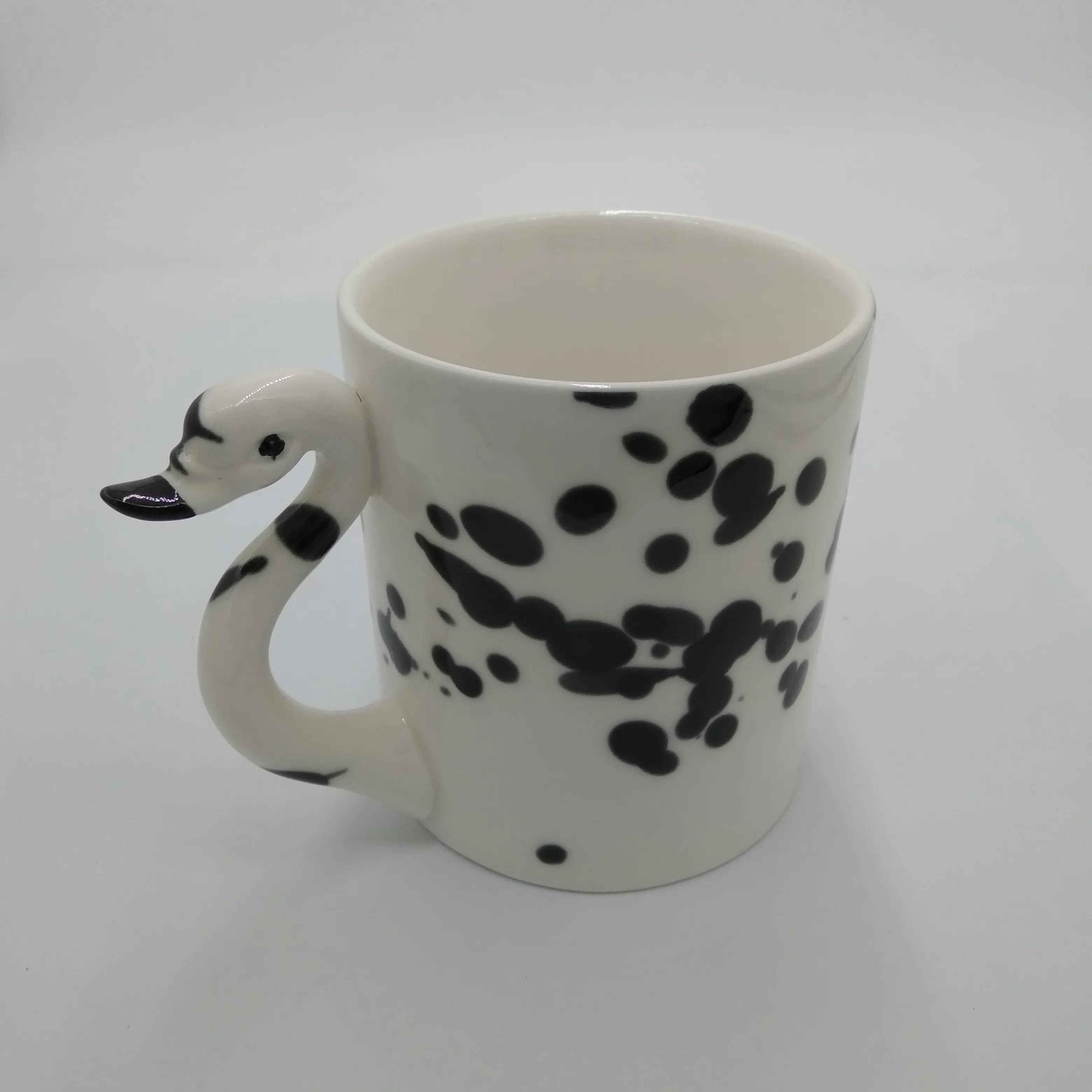 Decorative 3D Swan Design Ceramic Coffee Mugs with Flamingo Handle