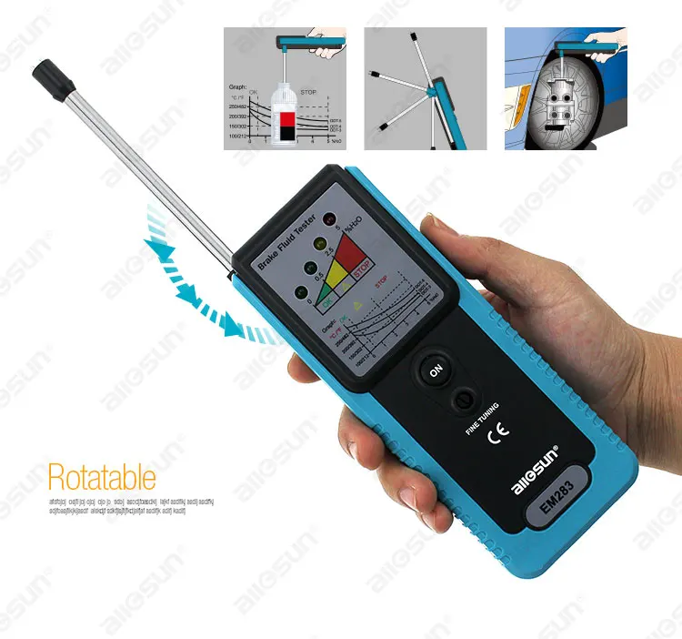 Тестер All-sun EM283 автомобильный тестер тормозной жидкости ручной светодиодный прибор для грузовика с поворотом на 180 градусов встроенный зуммер