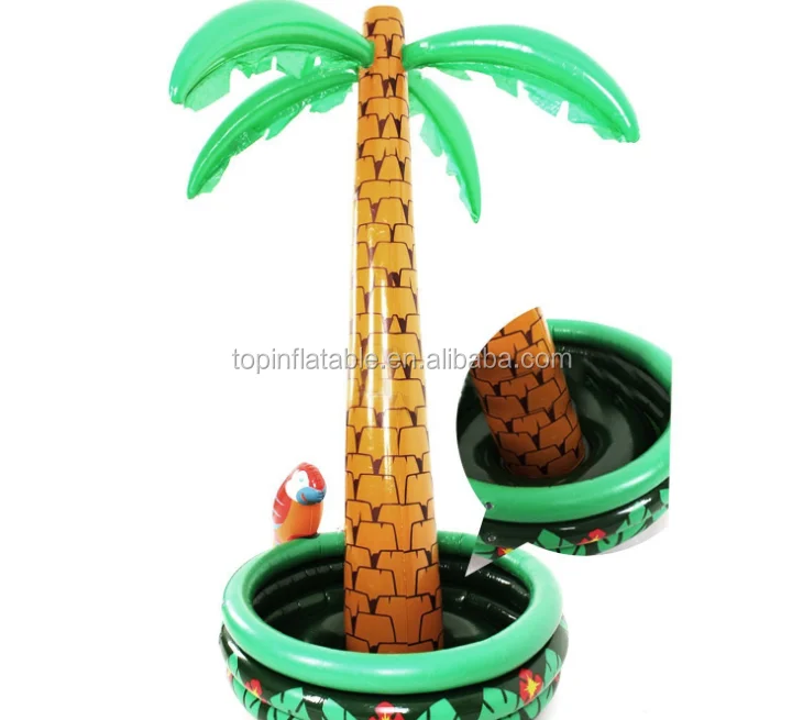 2 in 1 swimming pool beach party carnival inflatable palm tree floating ice soft drink beer can cup cooler