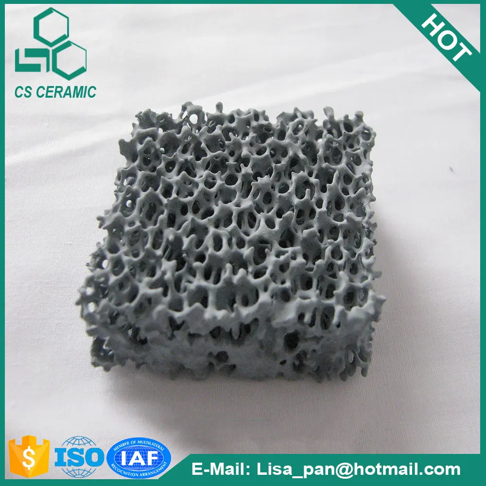 Карбид кремния керамический фильтр пены, 20 PPI фильтр пены, черный фильтр пены