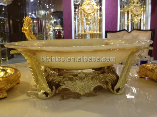 Luxury European Palace Table Fruit Bowl, Gilt Brass and Crystal Candy Compote