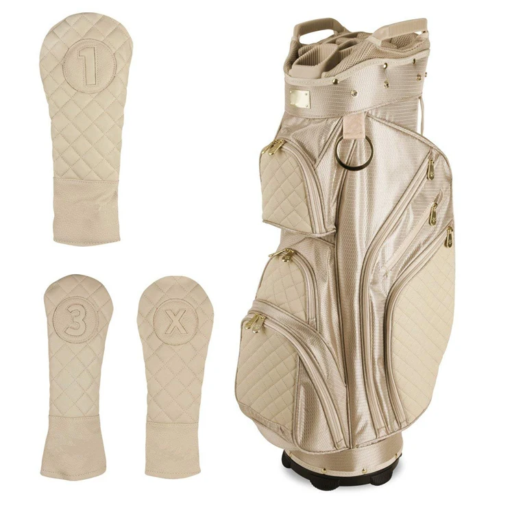 New Design Woman Special Material Golf Cart Bags With Whole Wood Head Covers