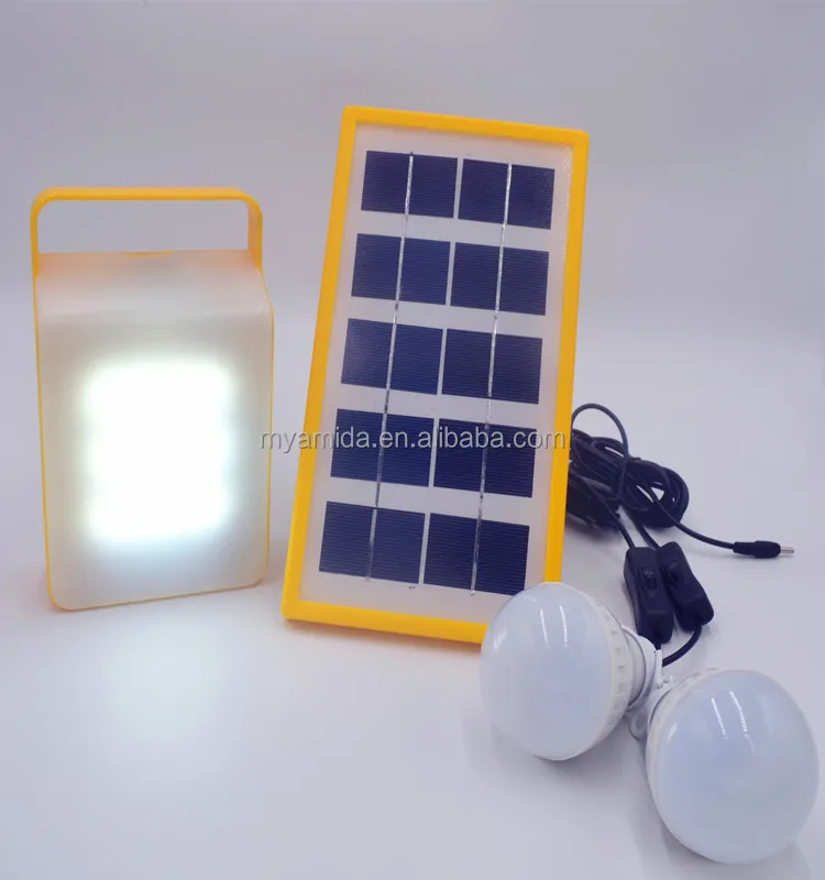 
Promotional LED 2 bulbs Hanging home lighting solar panel energy Emergency lantern with USB Mobile phone charging port 