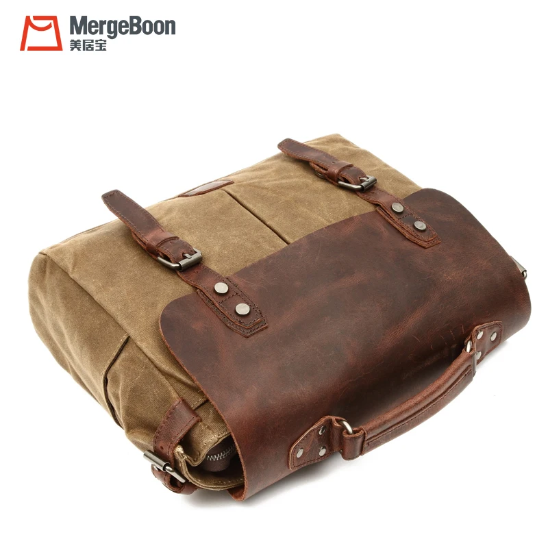 Fashionable waxed canvas laptop handbags and messenger bags for business