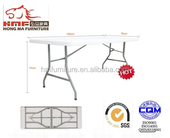 6FT 183cm regular wholesale folding plastic table with metal legs