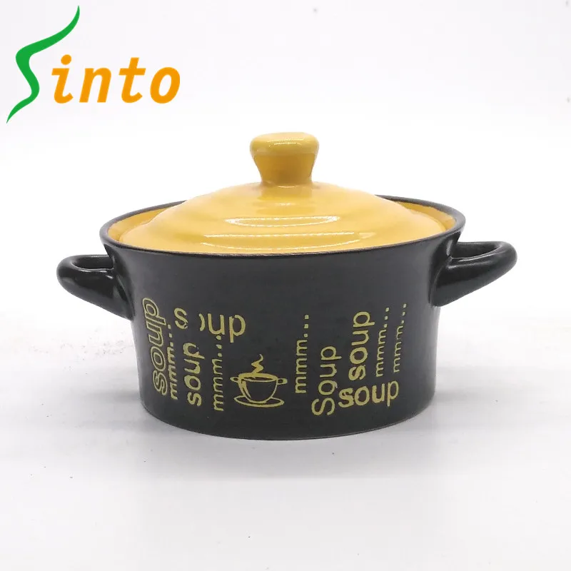 Best ceramic hot soup pot with two handles and lid