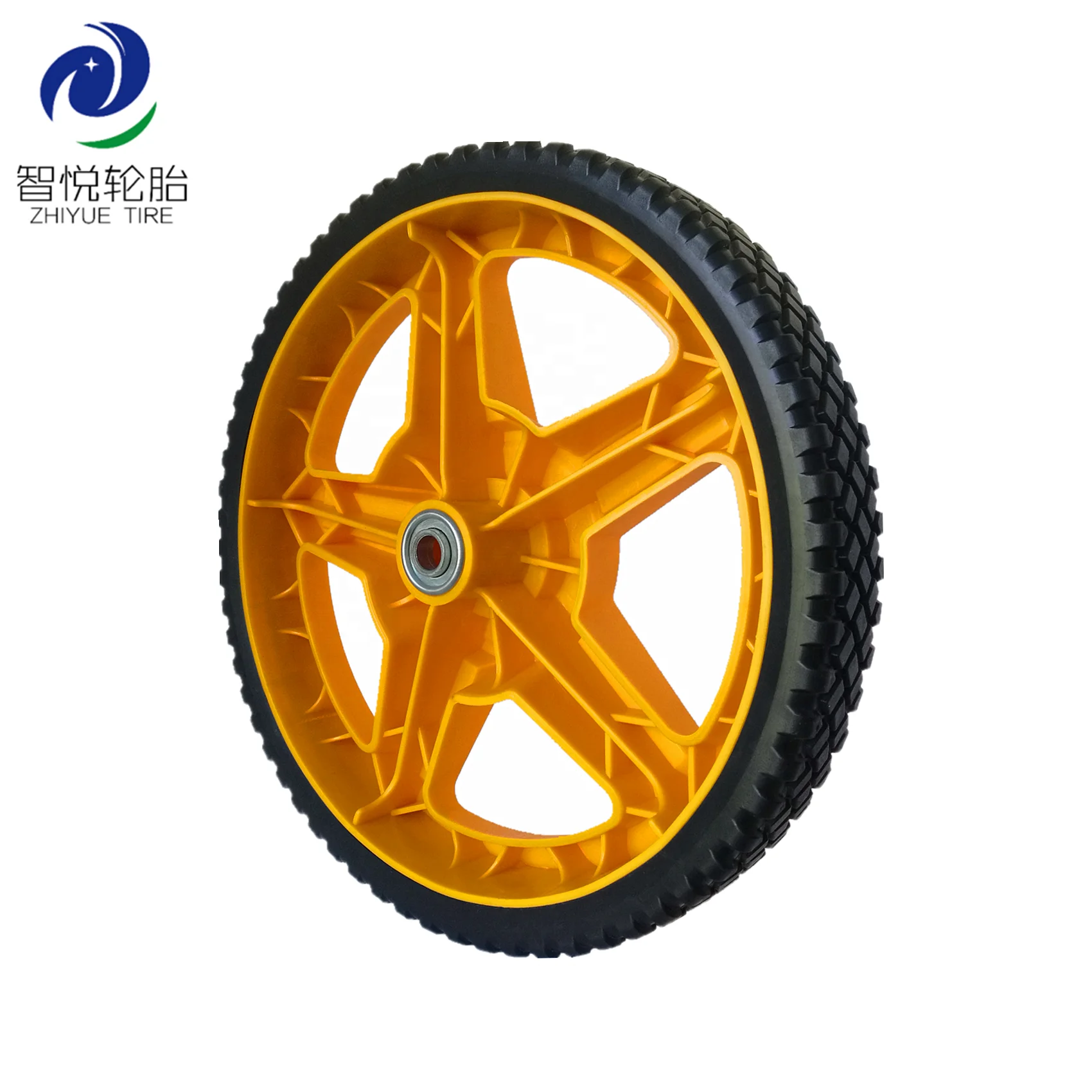 Plastic wheel 12 inch pvc wheel for lawn mower, lawn spreader, trolley cart
