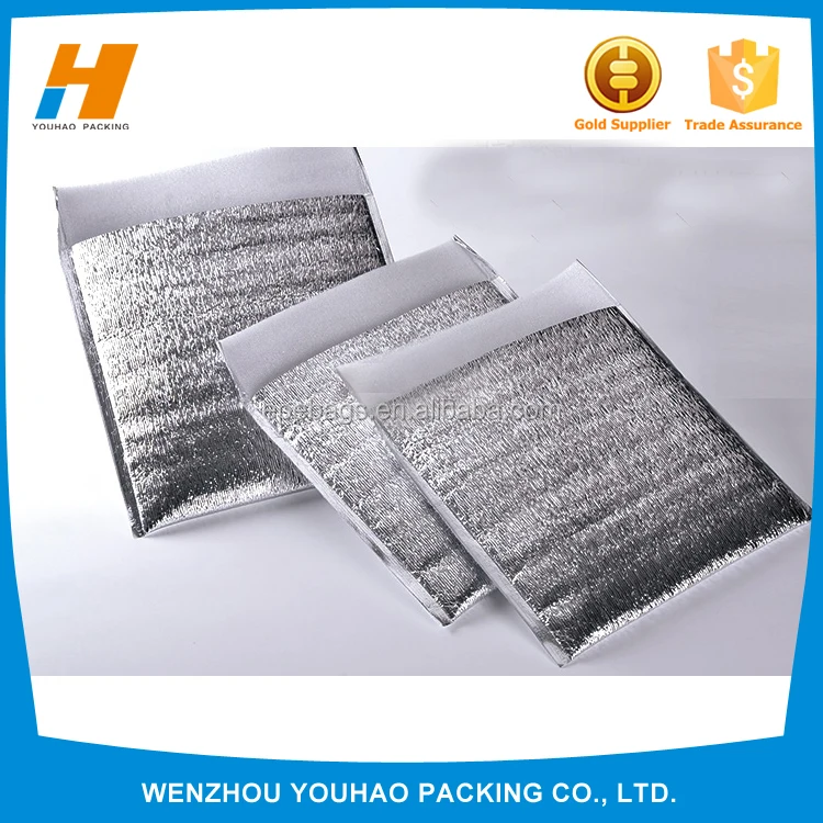 Disposable Insulated Aluminum Foil Thermal Cooler Bag For cold Seafood Chocolate Pizza Delivery