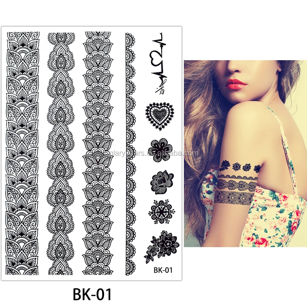 Custom Arabic Henna Black Temporary Tattoo Sticker Makeup Tool