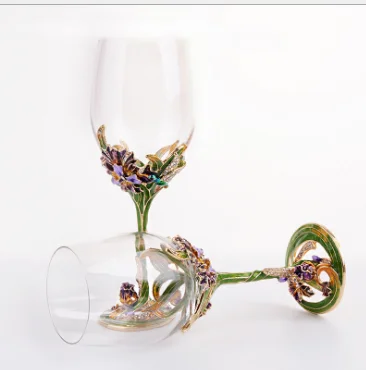 High quality 700 ml Red Wine Gift Set Gold Stem Bohemia Crystal Cup Glass Wine Glass