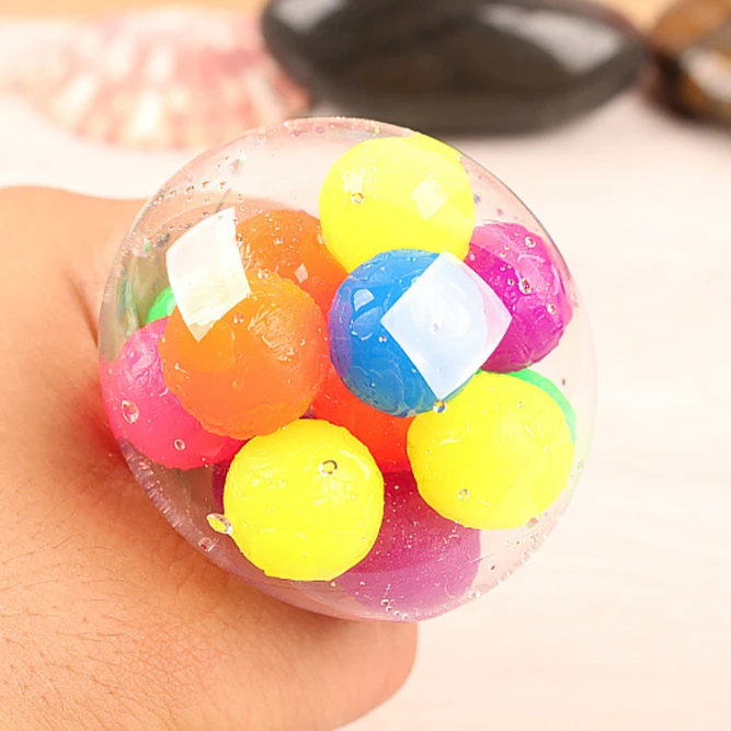 Kids Quality colorful beads inside ball toys grape DNA stress ball