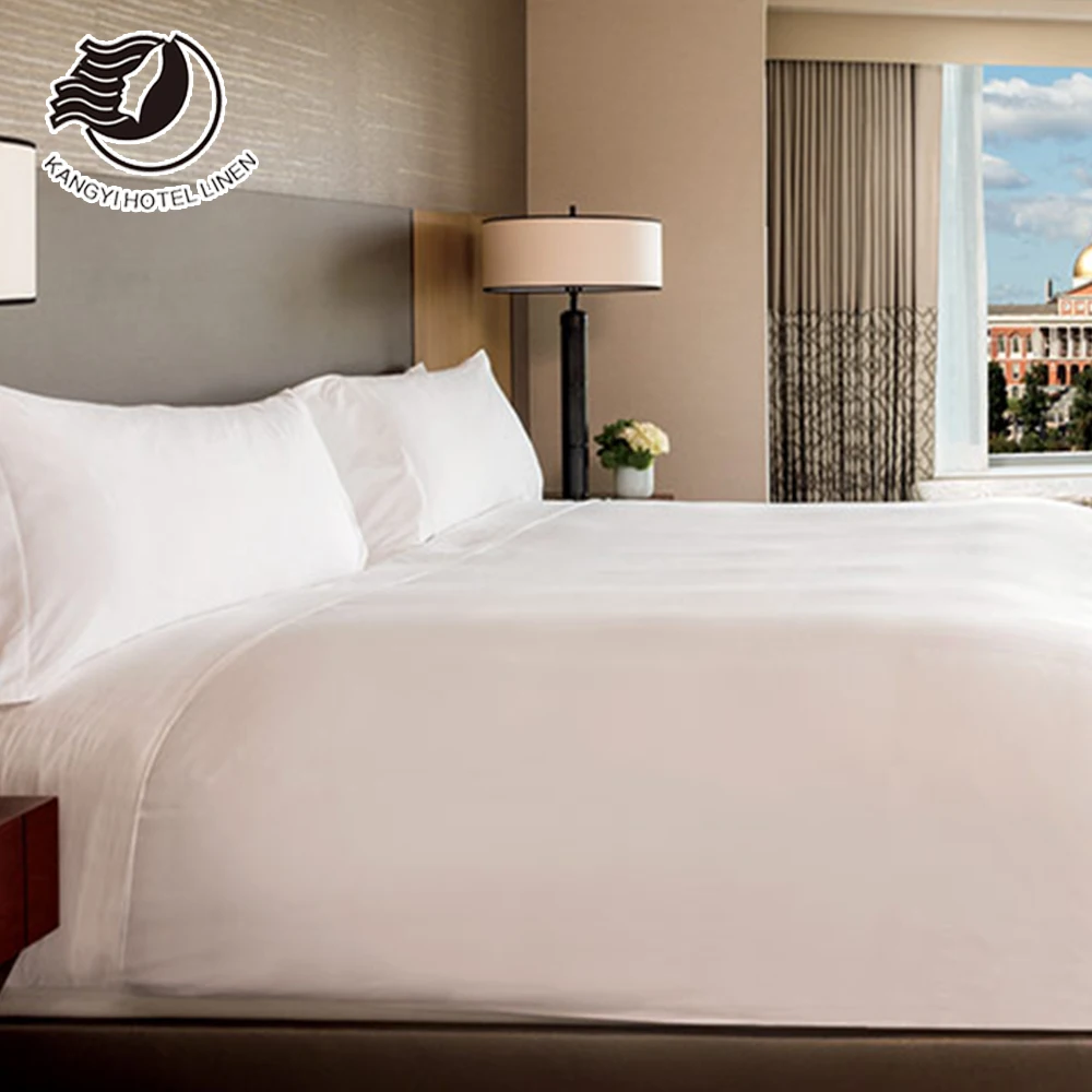 Hotel Cotton Sateen Fabric Custom White Bed Linen For Hotels 5 Star Duvet Cover