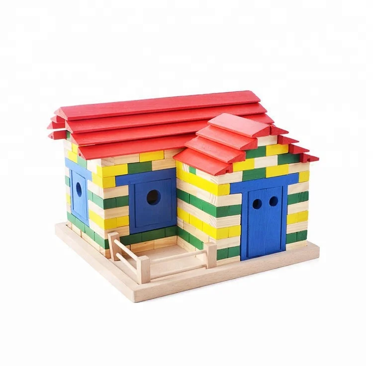 
Building Wooden Block House,Wooden Toy House Building Blocks 
