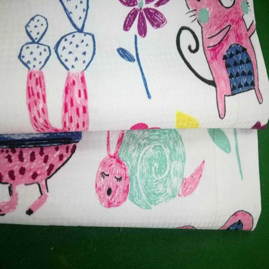 100% полиэстер жаккардовая эпонж ткань ПУ покрытие водоотталкивающий дышащий принт детский дождевик ткань