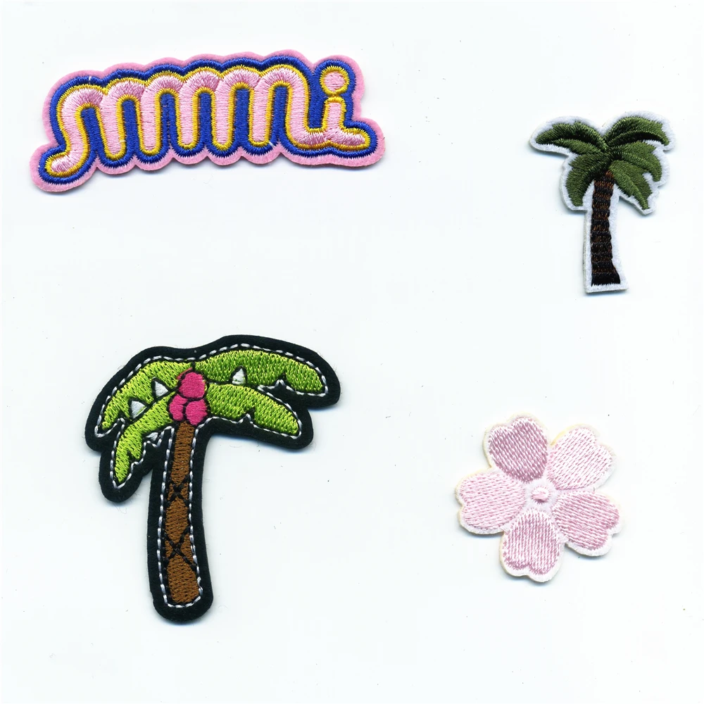 funny figure  beach and palm tree cartoon custom 3D embroidery patches