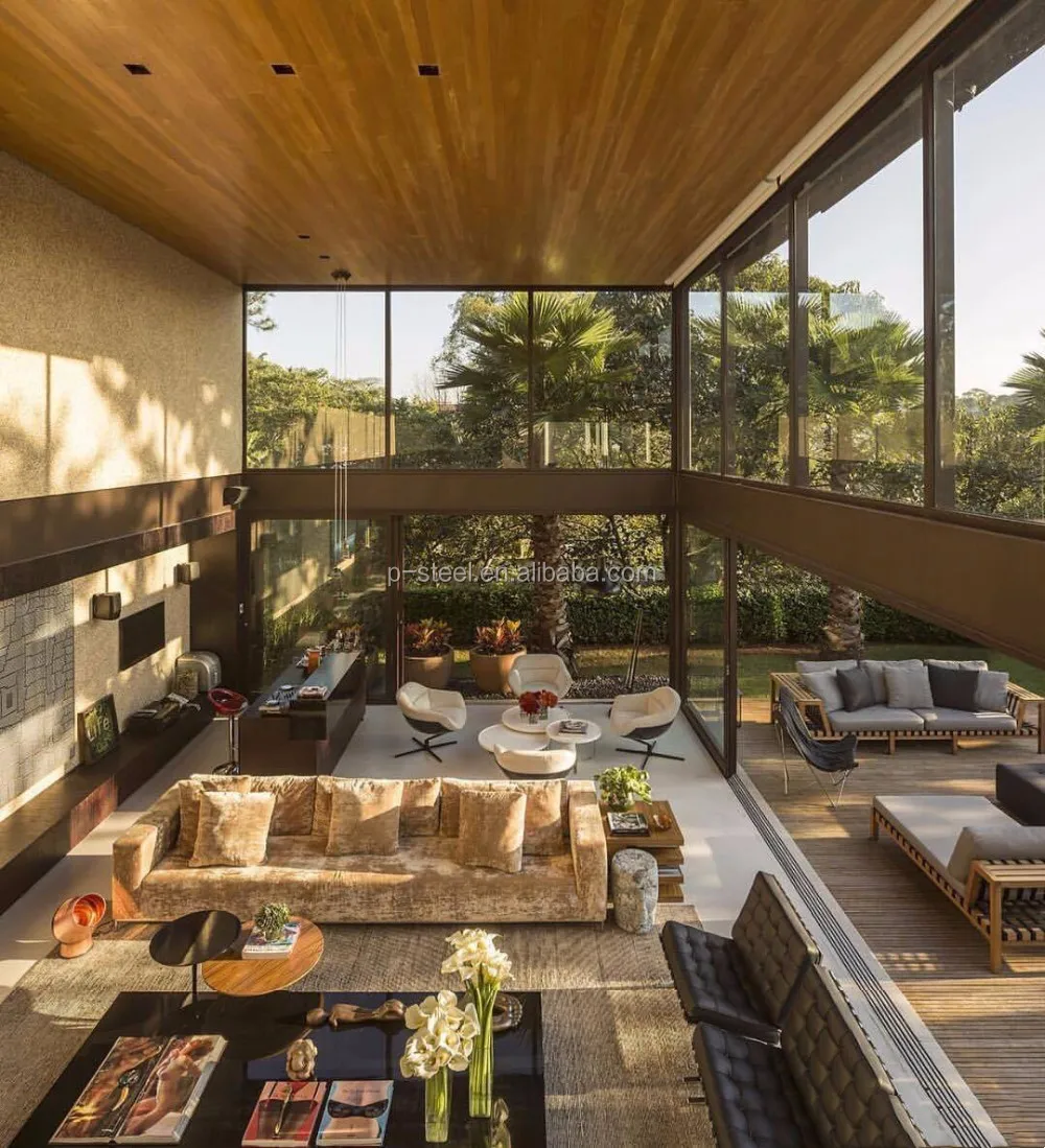 beautiful  Steel Structure glass sunlight houses room with tempered glass safety glass sunshine hut