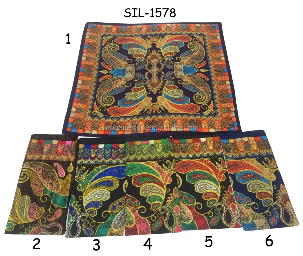 Yiwu Factory Hot Sale Lightweight Turkish Women Print Paisley Flowers Rose square Polyester Silk Hijab Shawl Matte Satin Scarfs