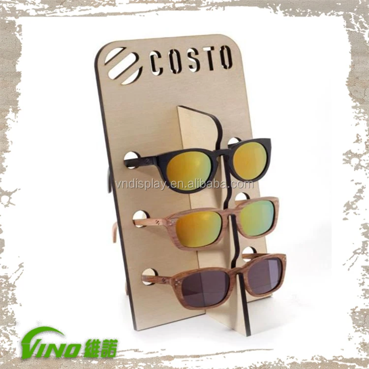 Nature Wooden sunglasses Display Eyewear Rack Holder For 6 pairs