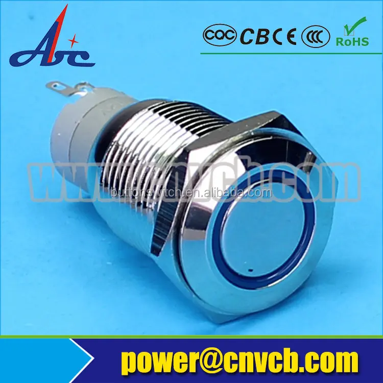 1628Z 16 мм плоские круглые кольцо светильник водонепроницаемый кнопка выключатель 12 В фиксации