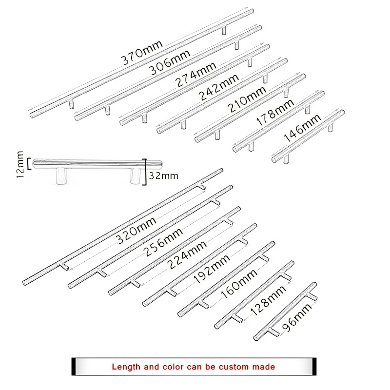 NEVER RUST modern fancy 96mm T Shaped Brushed Brass Cabinet Pull Handles kitchen cabinet door pull handle home deco accessories