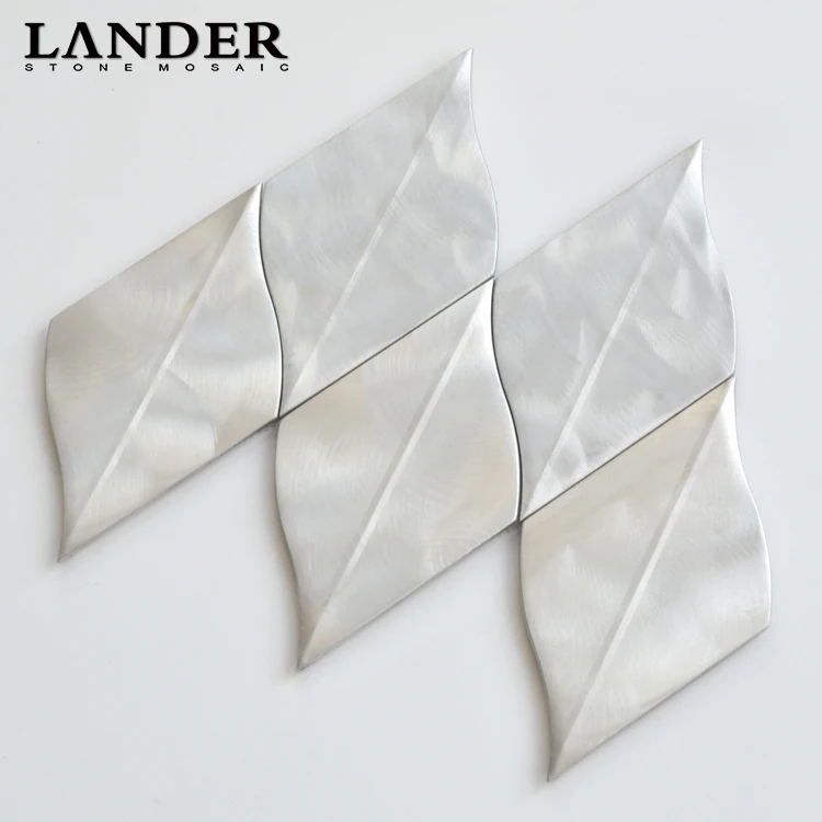 art 3d silver stain surface aluminium metal mosaic tile