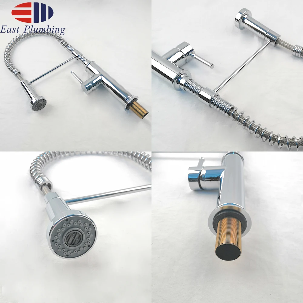 Single-Handle Lead Free upc 61-9 Pull Down Spring Sprayer KitchenSink Chrome  Faucets