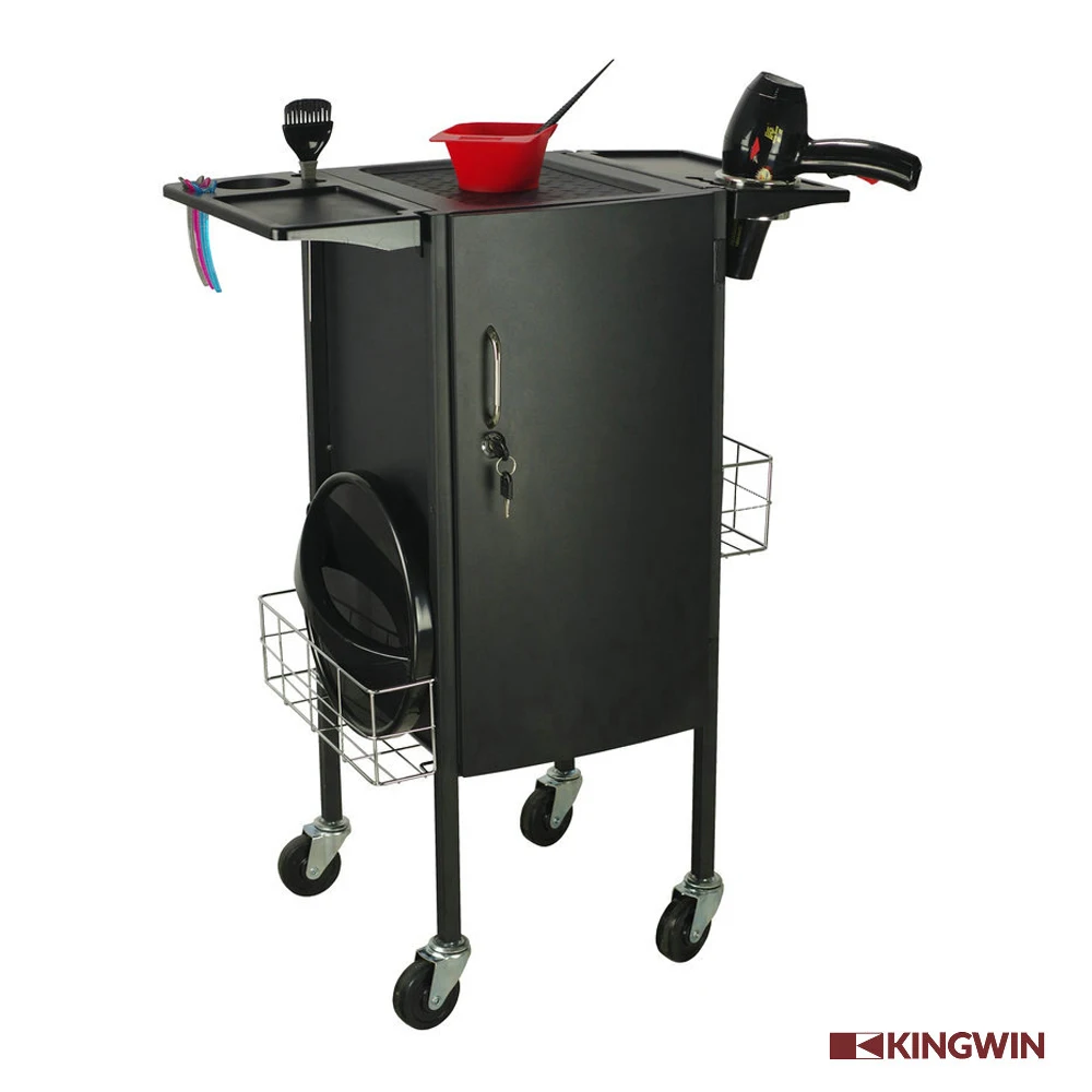 Deluxe Lockable black Metal Hair Salon Trolley