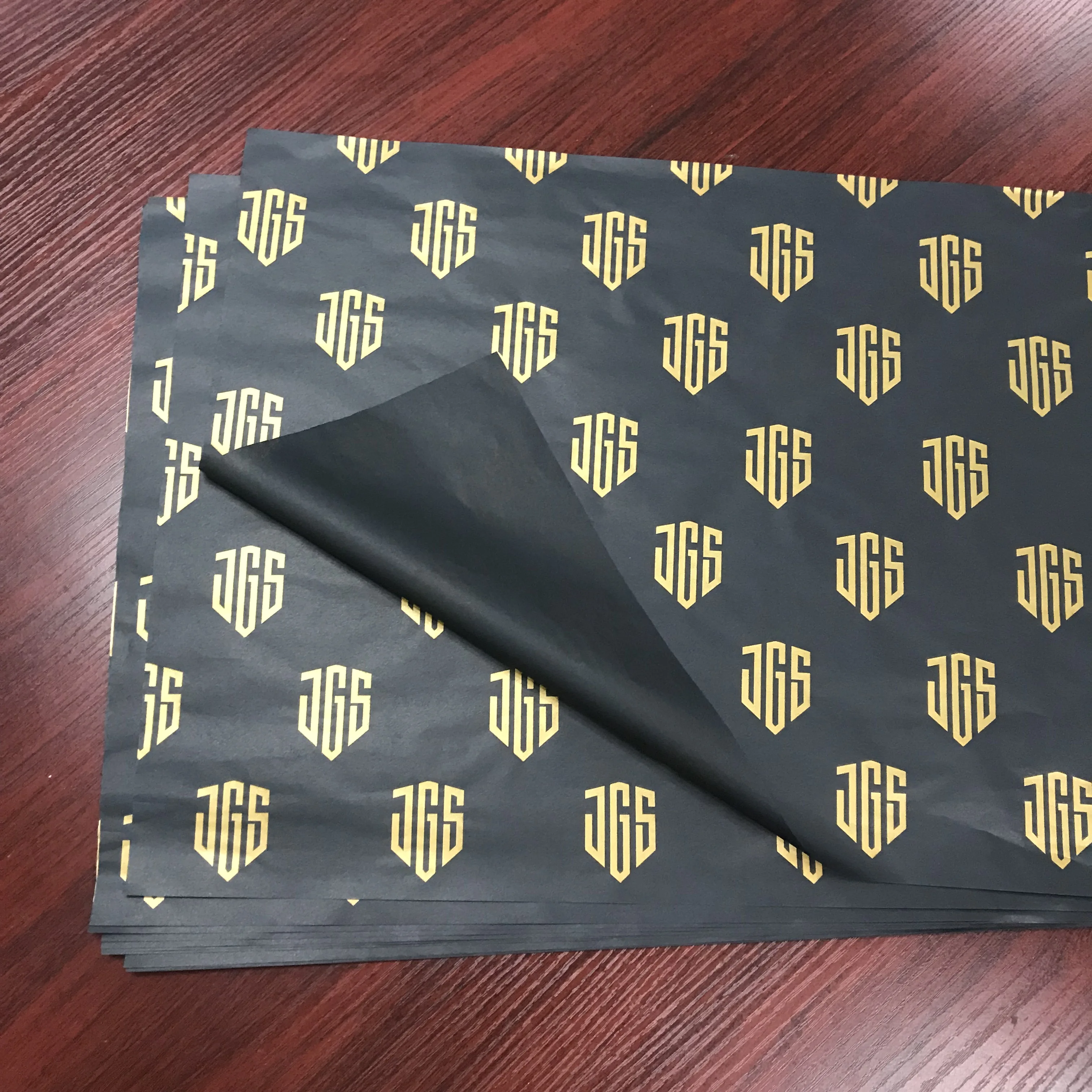 
Luxury custom logo printed black wrapping tissue paper / silk wrapping paper 