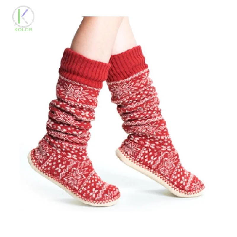 KOLOR-IIII-1146 slipper sock knitted slipper sock adult floor socks with rubber sole
