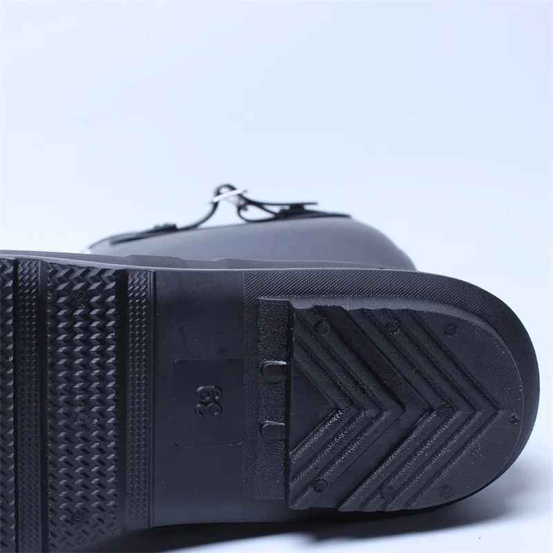 Classic Black Wellies New Design Fashion Wellington Pvc Waterproof Rain Boots With BucklesDurable For Women Rain Knee High Shoes