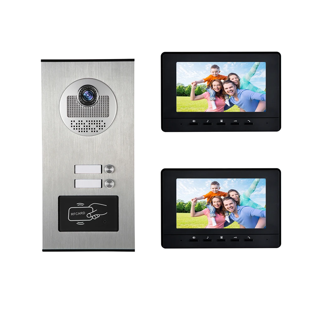 Wired Apartment Video Doorphone TFT-LCD Color Screen Dual-Way Intercom ,Monitor ,Unlock With Night Vision Camera