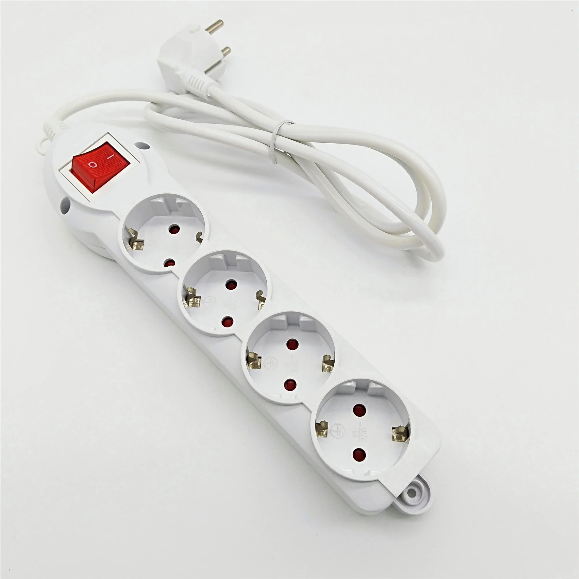 Electric Sockets  European 220v Power Strip 4 gang socket grounding  Extension  Cord
