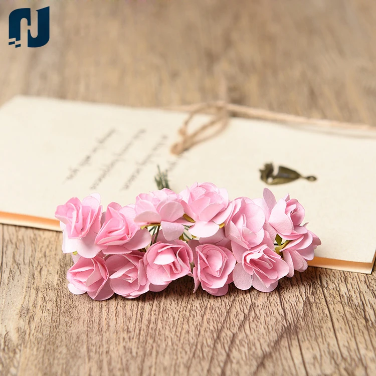 1 Bundle of 12pc Miniature Artificial Flowers Paper Rose Flower Wedding Card Embellishment Scrapbook Craft