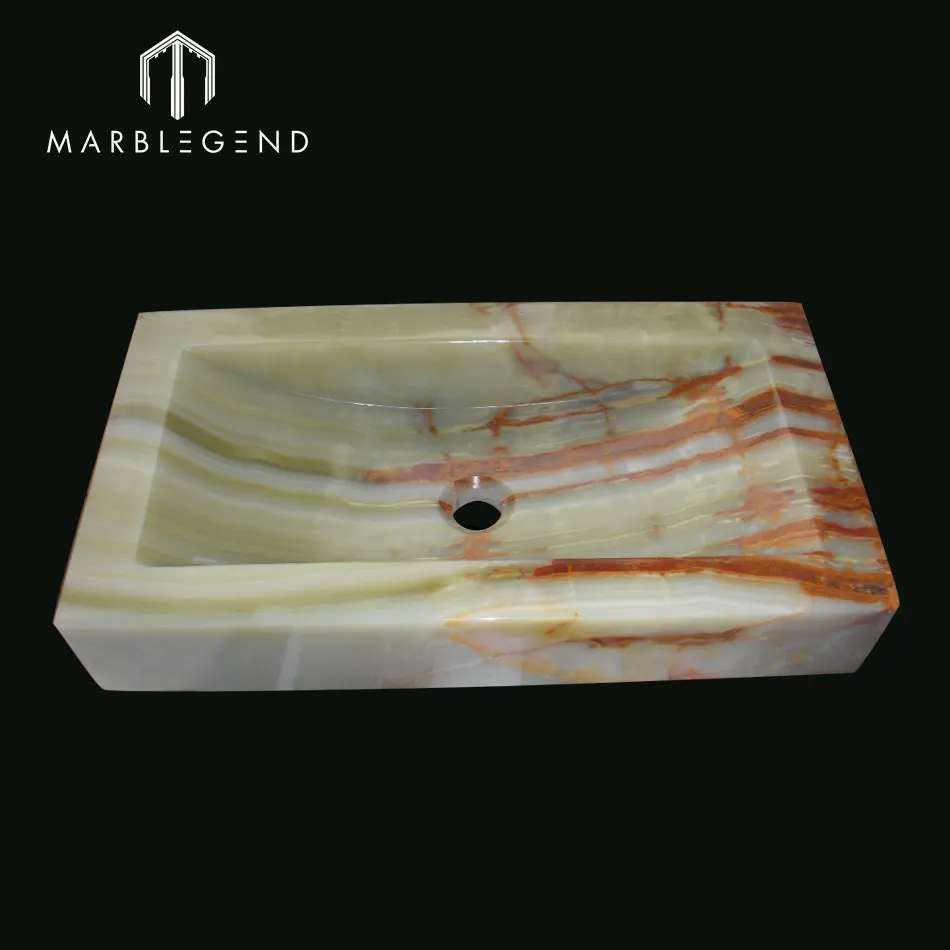 
Pawn Shape Natural Light Green Onyx Stone Wash Sink 