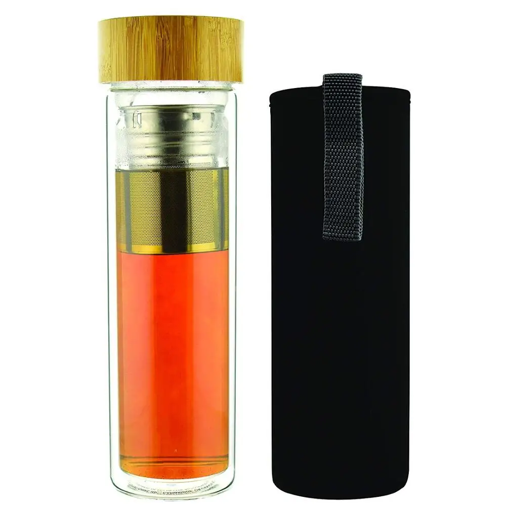 16OZ TRAVEL THERMOS Borosilicate Glass Tea and Coffee Tumbler