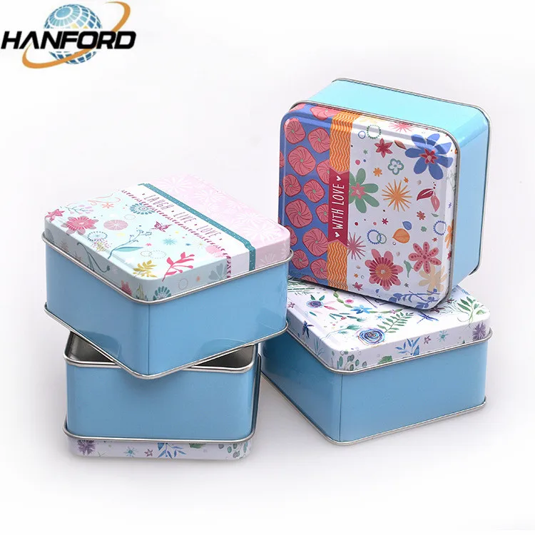 High-end custom printed and size Chocolate Tin Box toy Packaging small Square Metal Gift Box for Candy Chocolate
