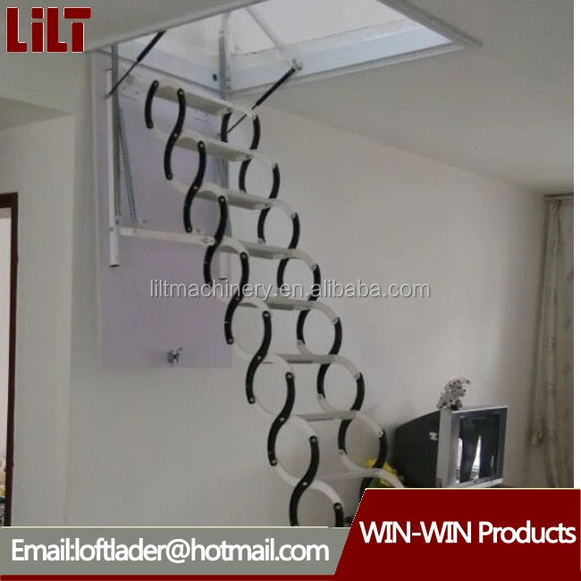 Electric Aluminum Folding Hydraulic Safety Step Garret Ladder