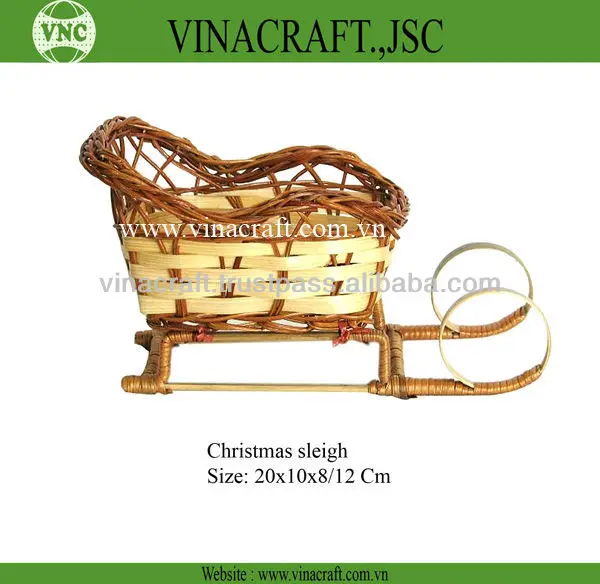 Christmas Sleigh for decoration/Wicker gift basket for Christmas