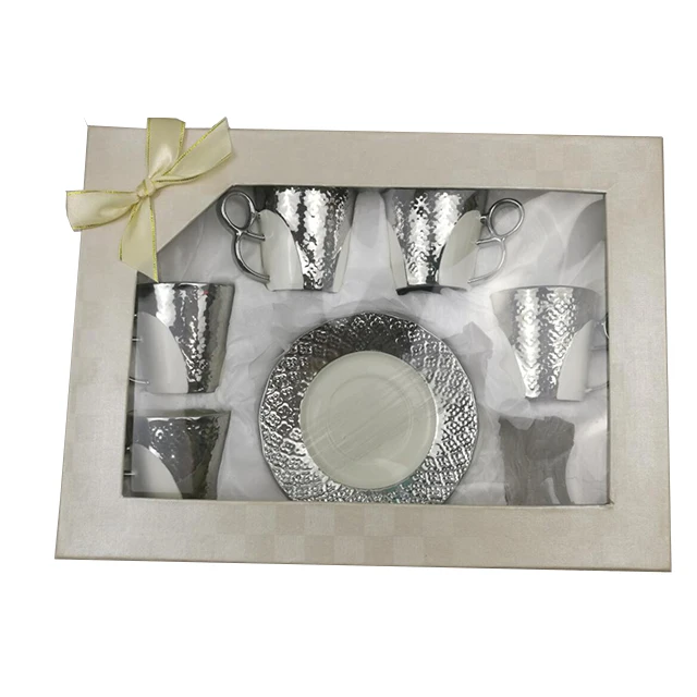 Бесплатный образец, новая Подарочная коробка, керамическая Высокая белая фарфоровая упаковка, 6 шт. в наборе, чашка 90CC и блюдце