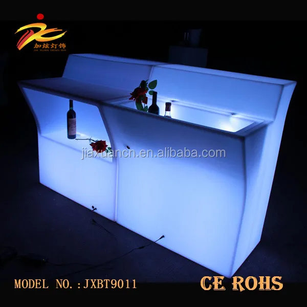
glow lighted bar counter,long glass bar table,led bar furniture sets 