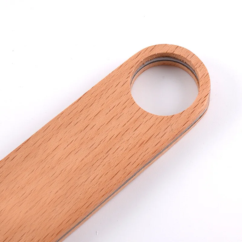 Kitchen Tools Wall Mounted Blank Wood Handle Key Chain Beer Bar Runner Bottle Opener Keychain