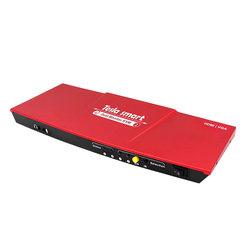 Certified 4x2 Dual Monitor KVM Switch support only a set of keyboard & mouse and 2 monitors to control 2 PCs