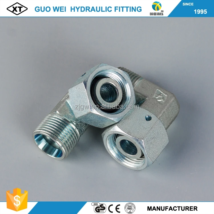 Carbon steel 90 degree elbow swivel nut metric thread hydraulic adapter