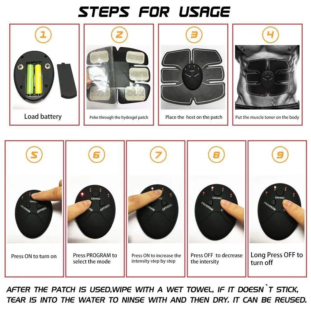 New high quality Fitness ems abdominal  stimulator abs trainer wireless beauty device for Men Women with 6 Modes and 10 Ievels