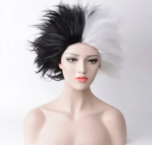 Парики для косплея черно-белые из далматинской принцессы краеллы дьявола