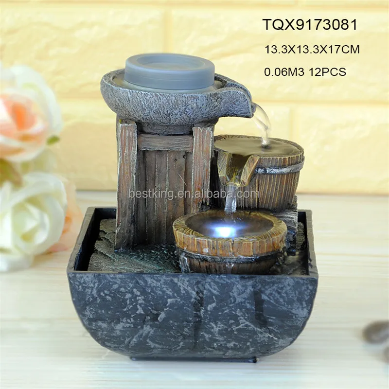 
Indoor artificial battery operation rotary disc waterfall fountain 