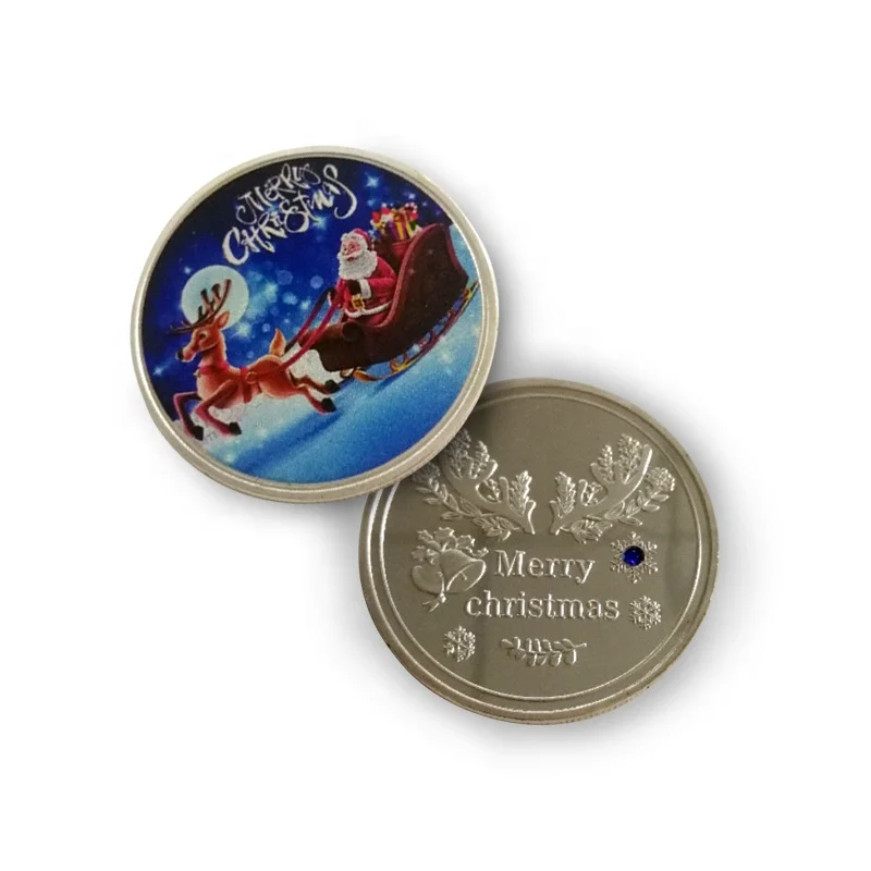 Souvenir Rudolph the Red-Nosed Reindeer Christmas Santa silver plated coin