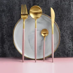 rose gold cutipol cutlery set flatware stainless steel gold plated flatware wholesale matte gold silverware cutlery