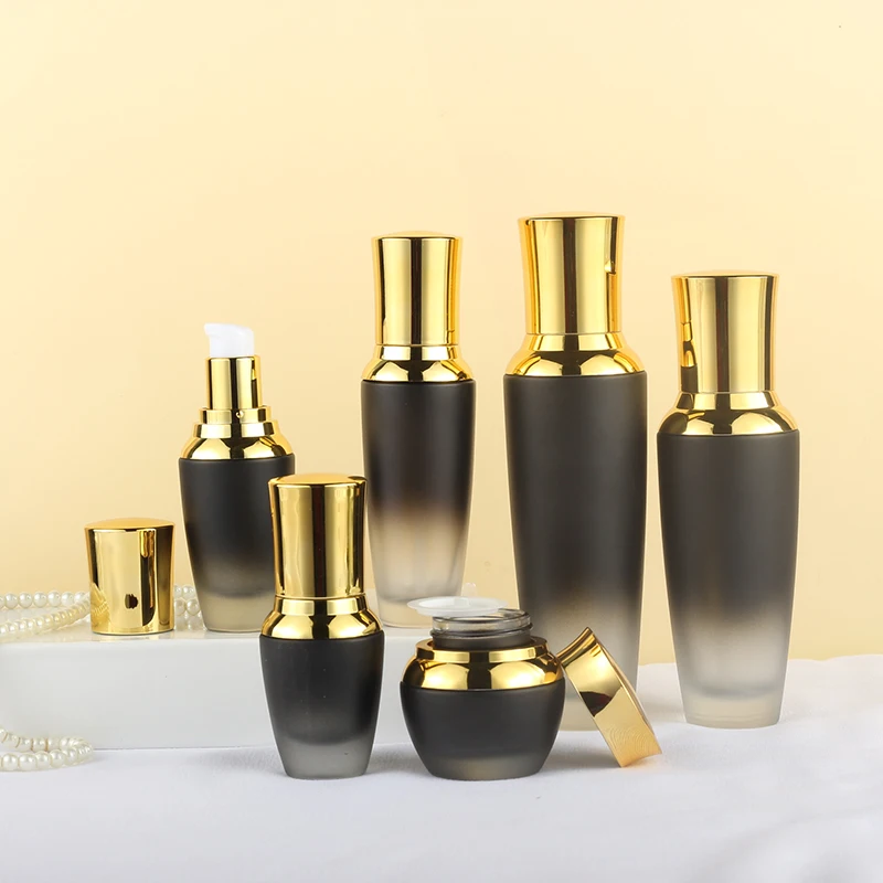 Hot 120ml cosmetic container and 30ml cosmetic package 100ml set glass pump bottle 50g lotion tank